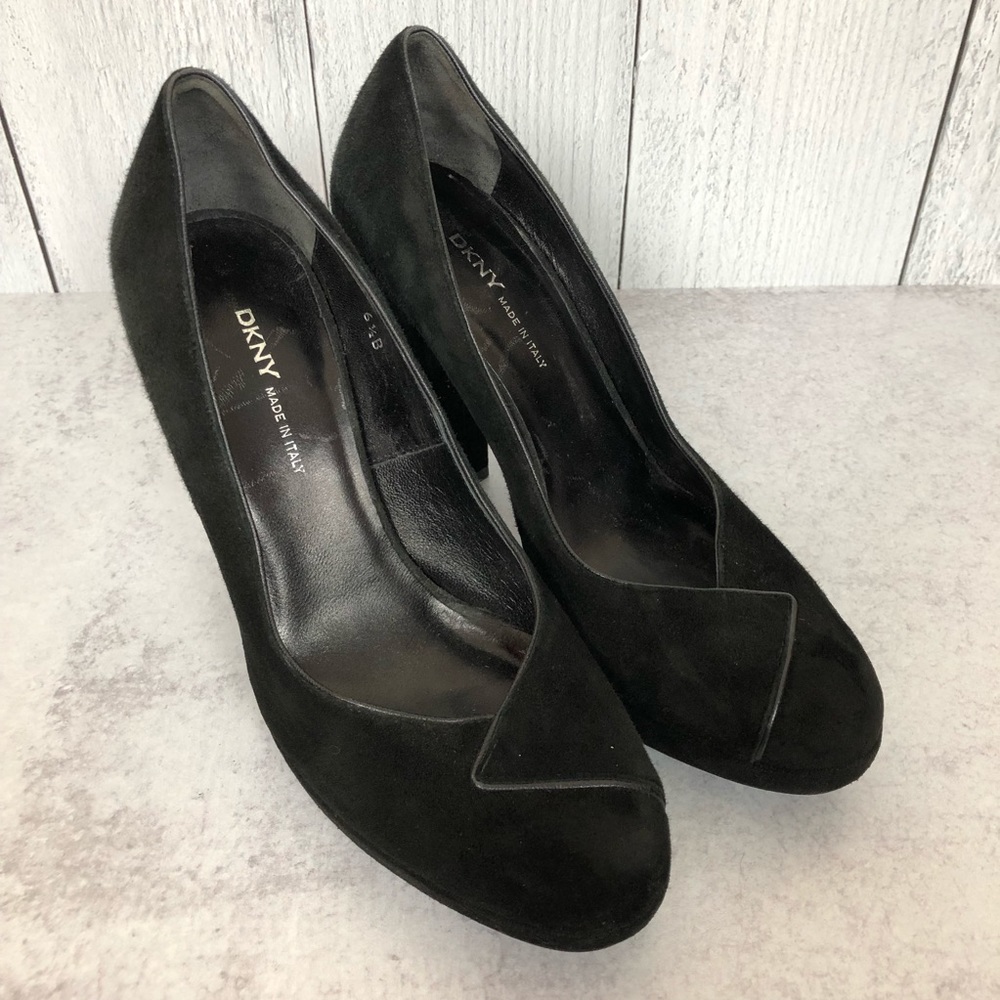 DKNY Suede Fold Over Chunky Block Heel